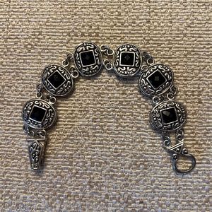 Silver Black Stone Bracelet